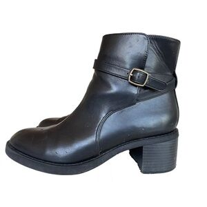 LOFT Women Heel Ankle Boots Black Size 10M Faux Leather Zip